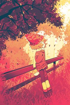 Rule 34 | 1girl, absurdres, against fence, animal ear headwear, animal ears, autumn, beanie, blunt bangs, building, cat ears, cat girl, cat tail, commentary, english commentary, evilfrap, fake animal ears, fence, frap (evilfrap), full body, hat, highres, leggings, miniskirt, original, scarf, short hair, sideways glance, skirt, skirt peek, solo, sweater, tail
