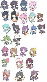 6+girls aggron ahoge altaria animal_ears bad_id bad_pixiv_id black_hat chibi dragalge espurr ferrothorn frown gen_1_pokemon gen_3_pokemon gen_4_pokemon gen_5_pokemon gen_6_pokemon gorebyss greninja hair_over_one_eye hat highres huntail liepard lopunny lumineon medicham mega_medicham mega_pokemon meowstic meowstic_(male) multiple_girls nidoking nintendo noivern personification pokemon scolipede seaking simple_background sitting stunfisk top_hat white_background zorua