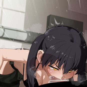 Rule 34 | 1boy, 1girl, absurdres, bar censor, bikini, black hair, blush, breasts, censored, cleavage, cum, deepthroat, en'en no shouboutai, fellatio, hetero, highres, large variant set, mizumizuni, oral, paid reward available, penis, sweat, swimsuit, tamaki kotatsu, twintails, variant set, x-ray, yellow eyes