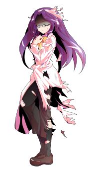 Rule 34 | 1girl, asakura rikako, black socks, bow, bow hairband, bowtie, brown pants, brown shoes, closed eyes, closed mouth, coat, commentary request, curtained hair, dairi, defeat, floating hair, from side, glasses, hairband, hand on own chest, hand up, highres, large variant set, loafers, long coat, long hair, long sleeves, looking at viewer, pants, phantasmagoria of dim.dream, pince-nez, pink bow, pink coat, pink hairband, pink shirt, purple hair, shaded face, shirt, shoes, simple background, socks, solo, standing, sweatdrop, tachi-e, torn bow, torn clothes, torn coat, torn pants, torn shirt, torn socks, touhou, touhou (pc-98), transparent background, v-shaped eyebrows, variant set, very long hair, yellow bow, yellow bowtie