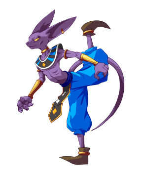 Rule 34 | absurdres, animal ears, boots, cat ears, colored skin, dragon ball, dragonball z, dragonball z battle of gods, god of destruction beerus, highres, legs, monster, no humans, purple skin, solo, tail, wristband