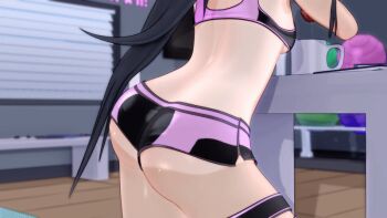 1boy 1girl 3d animated animated_gif ass ass_focus ass_shake black_hair blush breasts cup gate_-_jieitai_ka_no_chi_nite_kaku_tatakaeri gs-mantis handjob hetero large_penis long_hair milking_handjob mug penis ponytail precum rory_mercury shiny_skin short_shorts shorts small_breasts testicles thigh_strap twerking uncensored