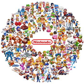6+boys 6+girls absolutely_everyone arwing balloon_fight balloon_fighter birdo boom_boom bowser captain_falcon character_request check_character check_copyright commentary_request copyright_request devil_world dog_(duck_hunt) donkey_kong donkey_kong_(series) doseisan dr._mario duck_(duck_hunt) duck_hunt everyone excitebike f-zero falco_lombardi famicom family_computer_robot fire_emblem foreman_spike fox_mccloud game_console goomba hammer highres holding holding_hammer holding_shield holding_sword holding_weapon ice_climber jeff_andonuts joy_mech_fight justin_bailey kid_icarus kid_icarus_(nes) king_dedede kirby kirby_(series) larry_koopa lemmy_koopa link little_mac ludwig_von_koopa luigi mach_rider mario mario_(series) marth_(fire_emblem) metroid morton_koopa_jr. mother_(series) mother_2 multiple_boys multiple_girls nana_(ice_climber) nes ness_(mother_2) nintendo normal_suit_(metroid) paula_(mother_2) peppy_hare pit_(kid_icarus) pixel_art pixelflag poo_(mother_2) popo_(ice_climber) power_suit_(metroid) princess_daisy princess_peach princess_zelda punch-out!! roy_koopa samurai_goroh samus_aran shield shy_guy simple_background slippy_toad space_shuttle spacecraft stanley_(donkey_kong) star_fox sukapon super_mario_land super_scope sword takamaru_(nazo_no_murasame-jou) the_legend_of_zelda the_legend_of_zelda_(nes) the_mysterious_murasame_castle toad_(mario) varia_suit waddle_dee wario weapon wendy_o._koopa white_background wrecking_crew yoshi
