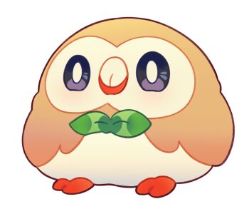bright_pupils closed_mouth commentary_request full_body gen_7_pokemon grey_eyes highres korean_commentary nintendo no_humans pokemon pokemon_(creature) pokemon_focus rowlet selyg15 simple_background solo white_background white_pupils