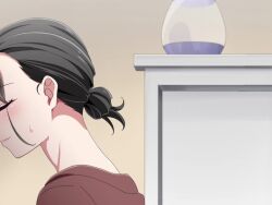 1boy 1girl age_difference animated awakoto_(awakotoya) barefoot black_hair breasts brown_eyes copyright_request faceless faceless_male feet indoors interior large_breasts long_hair mature_female no_bra onee-shota short_hair shota sound staying_with_relative sweat tagme video