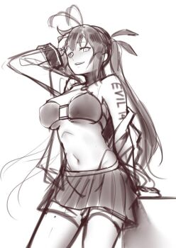 ahoge bra girls'_frontline long_hair low_angle m14_(girls'_frontline) midriff skirt twintails underwear