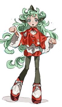 Rule 34 | 1girl, :o, adapted costume, black pants, blush, buttons, cloud print, commentary request, curly hair, green eyes, green hair, highres, horns, komainu ears, komainu tail, komano aunn, long hair, long sleeves, messy hair, multicolored footwear, ndasuzu (n64qd11), open mouth, pants, paw pose, puffy long sleeves, puffy sleeves, puffy wrist cuffs, red footwear, red shirt, shirt, simple background, single horn, sketch, solo, touhou, white background, white footwear, white wrist cuffs, wide sleeves, wrist cuffs