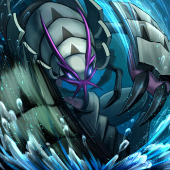 Rule 34 | claws, commentary request, gen 7 pokemon, golisopod, liquidation (pokemon), motion blur, nintendo, no humans, oborohizuki no misago, pokemon, pokemon (creature), pokemon focus, pokemon move, solo, water