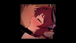 1boy 1girl animal_ears animated blush breasts cameltoe cleavage clothing_cutout curvy demon_girl demon_horns enarane faceless faceless_male french_kiss goat-chan_(enarane) goat_ears goat_girl grabbing_another&#039;s_breast grimgrim groping groping_breast habit hetero hip_vent horns huge_breasts kiss live2d medium_hair nun original red_eyes red_hair saliva shiny_skin shortstack sidelocks standing thick_thighs thighs tongue video wide_hips