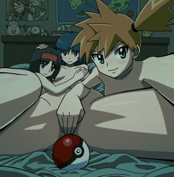 1990s_(style) 5girls agatha_(pokemon) black_hair breasts chansey covering_breasts covering_crotch covering_privates erika_(pokemon) gen_1_pokemon gym_leader highres long_hair lorelei_(pokemon) map misty_(pokemon) multiple_girls nakaba nintendo nude orange_hair poke_ball pokemon pokemon_(creature) pokemon_rgby poster_(medium) purple_hair red_eyes retro_artstyle sabrina_(pokemon) selfie short_hair side_ponytail smile snorlax yuri