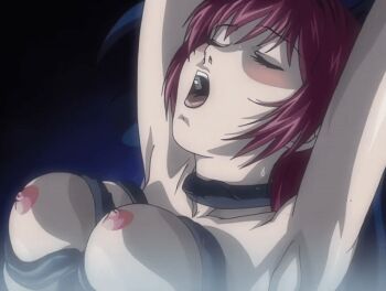 00s 1girl 2002 animated animated_gif bible_black bible_black_gaiden blush breasts closed_eyes demon demon_boy groping groping_breast implied_rape implied_sex large_breasts long_hair molestation nipples red_hair sweat tagme takashiro_hiroko tentacles