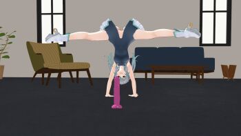 1girl 3d animated animated_gif anus armpits artist_request ass dildo dress female_focus from_behind full_body hair_ornament indoors kanon_(mikumikudance) large_insertion legs mikumikudance_(medium) no_panties on_floor pussy sex_toy smile solo source_request spread_legs thighs twintails uncensored upside-down vaginal