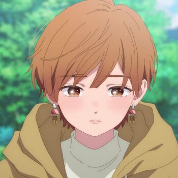 animedia couple fujishiro_rin girl_on_top orange_eyes orange_hair sad