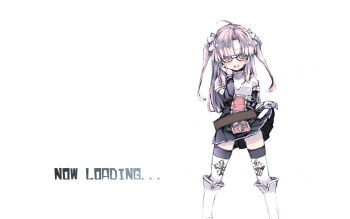 Rule 34 | 1girl, armored boots, belt, black-framed eyewear, black skirt, black thighhighs, blue eyes, blush, boots, brown belt, clothes lift, commentary request, feet out of frame, ganges gawa, gauntlets, glasses, highres, long hair, looking at viewer, official alternate costume, open mouth, pink hair, pleated skirt, ragnarok online, rune knight (ragnarok online), simple background, skirt, skirt lift, smile, solo, standing, thighhighs, two side up, white background
