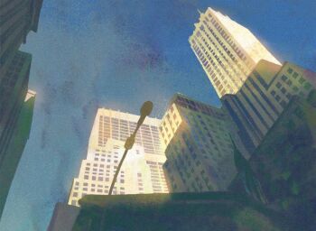 blue_sky building city day lamppost new_york_city no_humans original outdoors real_world_location scenery seiko11 sky