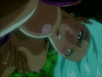 Rule 34 | 1990s (style), 1993, 1girl, amano megumi (urotsukidouji), animated, animated gif, anime screenshot, bare shoulders, blue eyes, blush, breasts, breasts out, dark-skinned female, dark skin, earrings, grabbing own breast, green hair, jewelry, lowres, masturbation, medium breasts, nipples, retro artstyle, tagme, urotsukidouji
