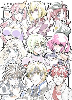 Rule 34 | aina saharin, amagi sai, blonde hair, blue eyes, brown hair, duo maxwell, eve (gundam build divers re:rise), graham aker, gundam, gundam 00, gundam 08th ms team, gundam build divers, gundam build divers re:rise, gundam n-extreme, gundam seed, gundam seed destiny, gundam wing, gundam zz, hair behind ear, hair ornament, haman karn, highres, looking at viewer, mecha pilot suit, meer campbell, meyrin hawke, military uniform, normal suit (gundam), one eye closed, pilot suit, pink hair, purple eyes, red hair, short hair, smile, star (symbol), star hair ornament, stellar loussier, twintails, yanada kiyorin, zaft uniform, zeta gundam