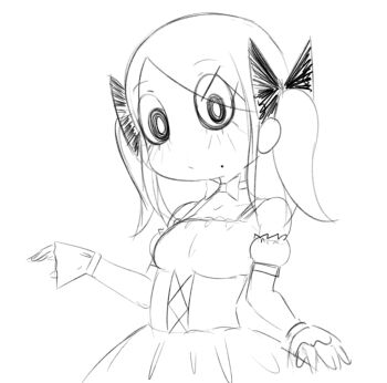 Rule 34 | 1girl, bow, bow choker, breasts, choker, collarbone, dress, greyscale, hair bow, looking at viewer, madmex, mole, mole under mouth, monochrome, original, short twintails, sketch, small breasts, solo, twintails