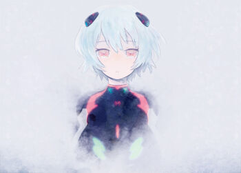 Rule 34 | 1girl, ayanami rei, black bodysuit, blue hair, bodysuit, expressionless, interface headset (evangelion), looking at viewer, mecha pilot suit, neon genesis evangelion, plugsuit (evangelion), rebuild of evangelion, red eyes, short hair, solo, upper body, winumeri
