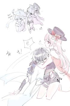 1boy 1girl arm_behind_back arm_up armor artist_self-insert black_gloves black_hair blunt_bangs blunt_ends blunt_sidelocks bow breasts cape cleavage_cutout clenched_hand closed_mouth clothing_cutout couple cranberry11_207 cropped_legs cropped_torso eyelashes face_to_breasts fetal_position fur-trimmed_cape fur_trim furisode genshin_impact gloves hands_on_another's_back hat hat_bow headpat heart_cutout hetero highres hug hugging_own_legs japanese_armor japanese_clothes jingasa kimono kote kurokote light_blush long_hair looking_at_another open_hand original partially_colored pink_hair puff_of_air red_bow red_cape scaramouche_(genshin_impact) self_hug sequential shirt short_shorts short_sleeves shorts sidelocks sideways_glance sitting sleeveless small_breasts star-shaped_pupils star_(symbol) symbol-shaped_pupils tearing_up thigh_strap top_hat tsurime wanderer_(genshin_impact) white_background white_kimono white_sleeves