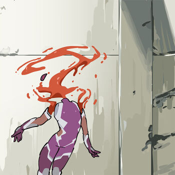 1girl ayanami_rei ayanami_rei_(cosplay) bodysuit chibi cosplay death disintegration evangelion:_3.0+1.0_thrice_upon_a_time falling igawa_asagi igawa_asagi_(clone) interface_headset_(evangelion) lcl neon_genesis_evangelion outdoors parody pun purple_bodysuit rebuild_of_evangelion solo taimanin_(series) taimanin_asagi taimanun trait_connection