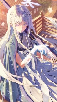 Rule 34 | 1girl, absurdres, arisaka, bandaged arm, bandages, blue archive, blue cape, blue halo, blue neckerchief, bocchi (kuropom7), bolt action, cape, casting spell, closed mouth, commentary request, expressionless, grey eyes, gun, hair ornament, halo, highres, holding, holding gun, holding weapon, long hair, looking at viewer, nagusa (blue archive), neckerchief, outdoors, rifle, shirt, sidelocks, skirt, sleeveless, sleeveless shirt, snowflake hair ornament, solo, weapon, white hair, white shirt, white skirt