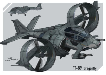 absurdres aircraft alternate_design artist_name attack_helicopter border chain_gun commentary_request dated grey_background heads-up_display helicopter highres james_cameron's_avatar landing_gear military military_vehicle no_humans original science_fiction signature teisei_misagi tiltrotor user_interface vehicle_focus vehicle_name weapon white_border