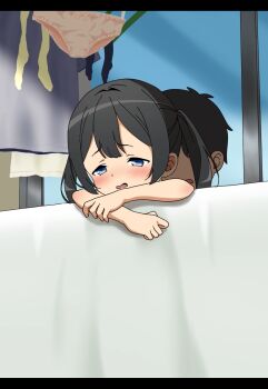 1boy 1girl absurdres black_hair blue_eyes blush commentary_request highres implied_sex kodomo_doushi koshian-san_(nyrt7583) letterboxed loli original paid_reward_available panties sex sex_from_behind shota underwear