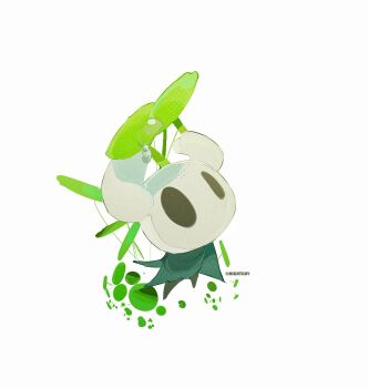 Rule 34 | 1other, artist name, ben-day dots, black eyes, commentary, english commentary, full body, grey cloak, highres, hightguy, hollow knight, horns, knight (hollow knight), looking up, other focus, plant, screentones, shade, shadow, solo, water drop, white background