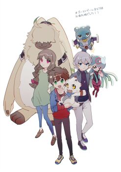 Rule 34 | 1girl, 2boys, amanokawa hiro, angoramon, digimon, digimon (creature), digimon ghost game, dinosaur, espimon, gammamon, higashimitarai kiyoshiro, highres, jellymon, long hair, multiple boys, rabbit, short hair, tentacles, triceratops, tsukiyono ruli