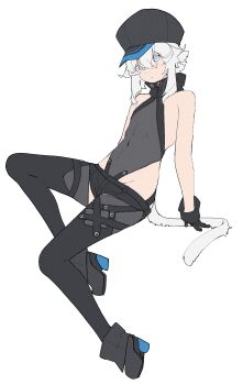 1girl absurdres closed_mouth gloves groin hat high_heels highres looking_at_viewer short_shorts shorts subaru_(yamunashi) tagme tail yamunashi_(soregoshi)