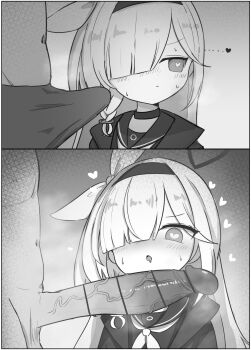 ... 1boy 1girl 2koma bad_tag bar_censor blue_archive blush bow bulge censored choker clothed_female_nude_male comic drooling erection erection_under_clothes greyscale hair_bow hair_ornament headband heart heart-shaped_pupils long_hair looking_at_penis looking_to_the_side male_underwear monochrome nude one_eye_covered open_mouth penis penis_awe plana_(blue_archive) school_uniform serafuku sweat symbol-shaped_pupils ugggge3 underwear veins veiny_penis