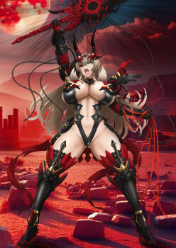 1girl breasts huge_breasts long_hair nikozes solo