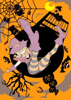 Rule 34 | 1girl, absurdres, amane suzuha, bibi (coffe), blonde hair, bow, bowtie, braid, candy, commentary request, dress, fg204, food, full body, gloves, halloween, halloween costume, hand up, hat, highres, jack-o'-lantern, long hair, narrowed eyes, open mouth, orange bow, orange bowtie, outstretched arm, pantyhose, pumpkin, purple dress, purple gloves, purple hat, purple shoes, science adventure, shoes, silk, smile, smug, solo, spider web, steins;gate, striped clothes, striped pantyhose, tongue, twin braids, witch hat