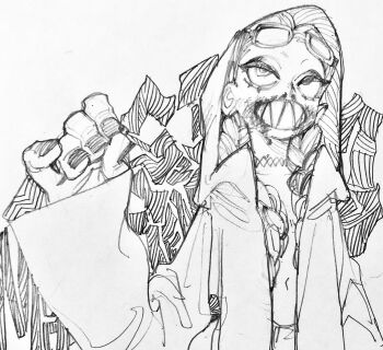 Rule 34 | black nails, highres, hood, original, sharp teeth, sketch, teeth, urana kei