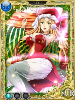 Rule 34 | 1girl, belladonna (seiken densetsu 3), breasts, circle of mana, cleavage, dress, feathers, green eyes, isabella (seiken densetsu 3), jewelry, jpeg artifacts, necklace, official art, red hair, seiken densetsu, seiken densetsu 3, thighhighs, turban