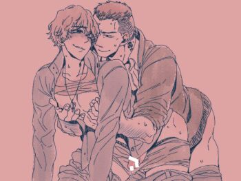 2boys a_nightmare_on_elm_street anal bottomless david_king dead_by_daylight happy_sex male_focus male_penetrated monochrome multiple_boys quentin_smith sex smile undressing yaoi