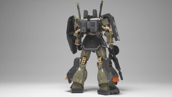 3d back cable commentary_request gassan_(7nan8ku) gradient_background gundam highres hizack machinery mecha mecha_focus mobile_suit no_humans realistic robot roundel science_fiction shield titans_(gundam) zeta_gundam