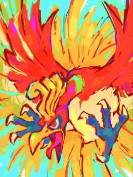 animal_focus beak bird gen_2_pokemon highres ho-oh legendary_pokemon monica_bares nintendo no_humans open_mouth pokemon pokemon_(creature) pokemon_focus red_eyes solo talons tongue wings