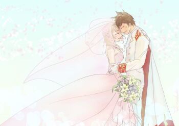 black_clover black_hair dress marriage noelle_silva twintails wedding wedding_dress yuno_(black_clover)