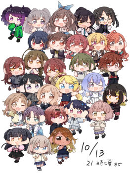 6+girls absurdres ahoge aketa_mikoto alstroemeria_(idolmaster) arisugawa_natsuha asakura_toru blush chibi chibi_only collage cometik_(idolmaster) dated everyone fukumaru_koito full_body hachimiya_meguru highres higuchi_madoka houkago_climax_girls_(idolmaster) huge_ahoge ichikawa_hinana idolmaster idolmaster_shiny_colors ikaruga_luca ikuta_haruki illumination_stars_(idolmaster) izumi_mei kazano_hiori komiya_kaho kuwayama_chiyuki l&#039;antica_(idolmaster) looking_at_viewer mayuzumi_fuyuko mitsumine_yuika morino_rinze multiple_girls nanakusa_nichika noctchill_(idolmaster) osaki_amana osaki_tenka saijo_juri sakuragi_mano school_uniform serizawa_asahi shirase_sakuya simple_background smile sonoda_chiyoko straylight_(idolmaster) suzuki_hana tanaka_mamimi tsukioka_kogane white_background yukoku_kiriko yuumaru_(awhc7334)
