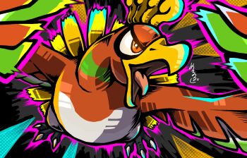 animal_focus beak bird gen_2_pokemon highres ho-oh legendary_pokemon meruru_gu nintendo no_humans open_mouth pokemon pokemon_(creature) pokemon_focus red_eyes talons tongue wings