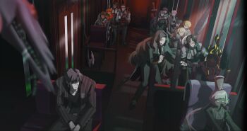 1other 6+boys 6+girls artist_request baseball_bat black_hair blonde_hair blue_eyes brown_hair bus_interior charon_(project_moon) closed_eyes closed_mouth collared_shirt dante_(limbus_company) don_quixote_(project_moon) dress_shirt everyone faust_(project_moon) food_in_mouth green_eyes gregor_(project_moon) grey_hair grey_jacket grey_pants grey_vest heathcliff_(project_moon) highres holding holding_skewer hong_lu_(project_moon) ishmael_(project_moon) jacket lance limbus_company long_hair mephistopheles_(project_moon) meursault_(project_moon) multiple_boys multiple_girls necktie non-web_source object_head open_mouth orange_hair outis_(project_moon) pants parted_lips polearm project_moon red_eyes red_necktie rodion_(project_moon) ryoshu_(project_moon) shirt short_hair sinclair_(project_moon) skewer suit_jacket sword vellmori vergilius_(project_moon) very_long_hair very_short_hair vest waistcoat weapon white_hair white_shirt yi_sang_(project_moon)