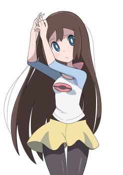 absurdres araki_megami black_pantyhose brown_hair highres nintendo over-kneehighs pantyhose pokemon pokemon_bw2 rosa_(pokemon) thighhighs