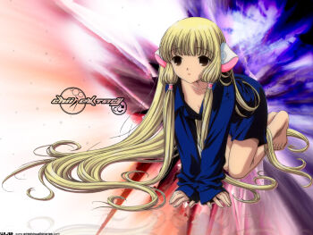 00s 1girl all_fours black_eyes blonde_hair chii chobits clamp female_focus hair_spread_out kimura_masahiro long_hair nightshirt oioi sidelocks solo very_long_hair watermark web_address