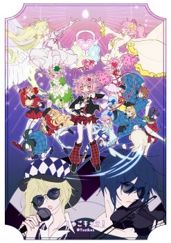 Rule 34 | 6+boys, 6+girls, amulet clover, amulet dia, amulet heart, amulet spade, arm up, black jacket, blonde hair, blue capelet, blue shorts, brown hair, capelet, closed eyes, commentary, crown, dress, egg, fujisaki nagihiko, full body, green dress, guardian chara, hashtag-only commentary, hat, highres, hinamori amu, holding, holding brush, holding instrument, holding microphone, holding pom poms, holding violin, hoshina utau, hotori tadase, humpty lock (shugo chara!), instrument, jacket, leg warmers, long hair, looking at viewer, magical girl, mashiro rima, microphone, miki (shugo chara!), multiple boys, multiple girls, music, one eye closed, pom pom (cheerleading), pom poms, ponytail, puffy short sleeves, puffy sleeves, ran (shugo chara!), red capelet, red leg warmers, red skirt, sanjou kairi, school uniform, seraphic charm, short sleeves, shorts, shugo chara!, sidelocks, singing, skirt, smile, souma kuukai, sunglasses, suu (shugo chara!), symbol-only commentary, thighhighs, tsukiyomi ikuto, twitter username, violin, white thighhighs, yellow eyes, yuiki yaya, yuzikoz mega