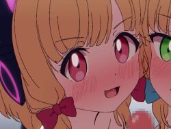 1boy 2girls angie_(meganekko-geki-love-1008) animal_ears animated between_breasts blonde_hair blue_archive blue_bow blush bow breast_press breasts cat_tail censored cooperative_naizuri cooperative_paizuri couch cum cum_on_body dorokuma ejaculation erection eyebrows fake_animal_ears fake_tail female_focus ffm_threesome green_eyes grin group_sex hair_bow hair_ornament halo hetero highres huge_filesize indoors interior kneeling loli looking_at_viewer midori_(blue_archive) momoi_(blue_archive) mosaic_censoring multiple_girls naizuri nipples nude open_mouth paizuri penis pink_eyes pov pov_crotch red_bow siblings sisters small_breasts smile sound tagme tail teamwork teamwork_(sexual) threesome tile_floor tiles video