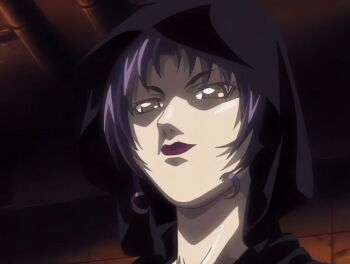 00s 1girl 2002 animated animated_gif basement bible_black bible_black_gaiden breasts cloak hood kozono_nami large_breasts lipstick makeup purple_hair ritual robe smile tagme yellow_eyes