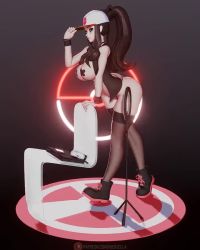 1girl 3d abs animated ass back bandaid bandaids_on_nipples hat hilda_(pokemon) huge_ass looking_at_viewer lowres nintendo notebook pasties poke_ball_symbol pokemon pokemon_bw rushzilla solo tagme video