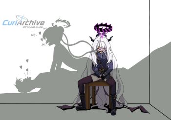 1boy 2girls belt black_boots black_gloves black_thighhighs blazer blue_archive blush boots canon_lauda_(facebook) chair commentary crying cuckquean double_bun english_commentary english_text femdom flat_chest forced forced_to_watch from_side girl_on_top gloves gluteal_fold hair_bun halo heart highres hina_(blue_archive) horns implied_sex jacket kisaki_(blue_archive) loli lolidom long_hair long_sleeves looking_down low_twintails moaning multiple_girls netorare open_mouth out_of_frame pelvic_curtain petite restrained sad sensei_(blue_archive) shadow simple_background sitting spread_legs strap tears thighhighs tongue tongue_out twintails very_long_hair white_background white_hair